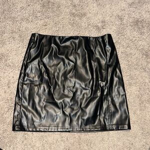 Black leather mini skirt